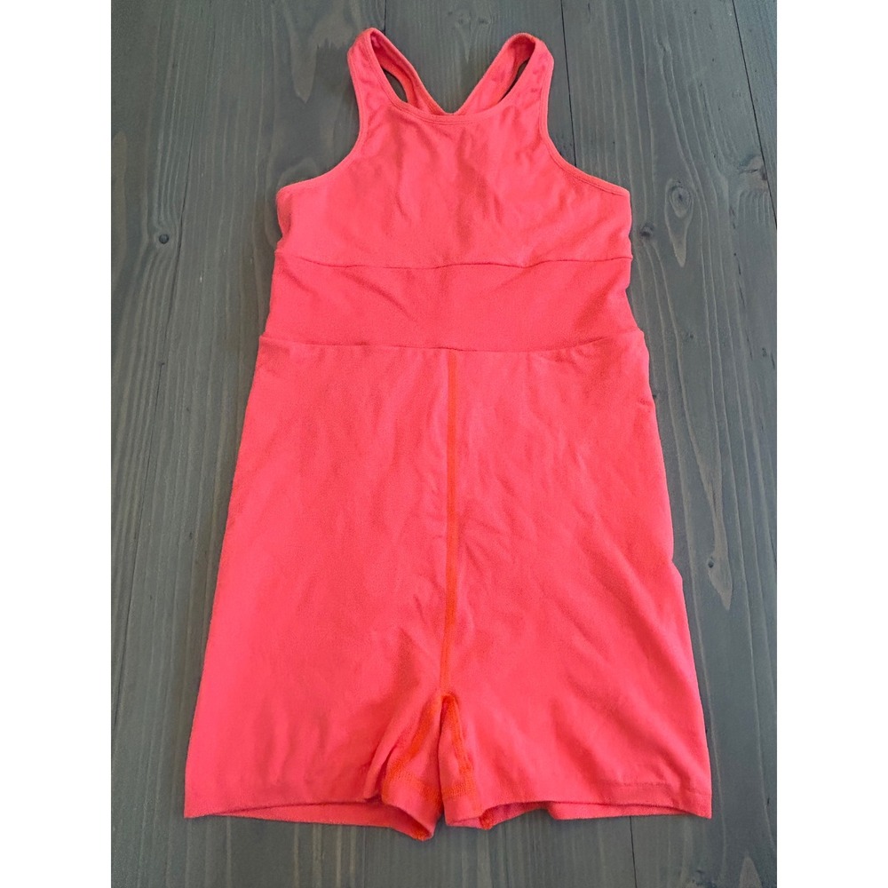 D50 FP Movement Free People Good Karma Romper Neon Coral Athletic Bodysuit M/L